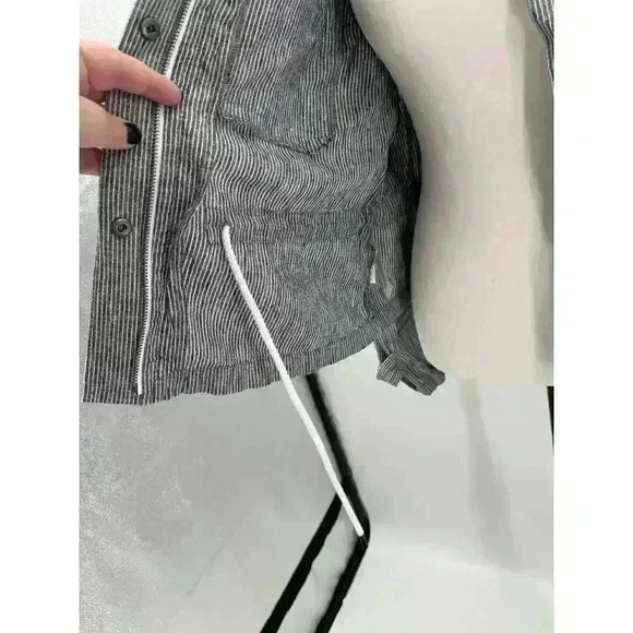 Loft Linen Cotton Blend Zip/Button Up Jacket Blue & White Striped Nautical Small - Picture 7 of 9